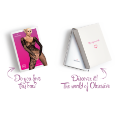 Бодистокинг Obsessive Bodystocking F210 рукава-митенки, сетка, цветное кружево black S/M/L