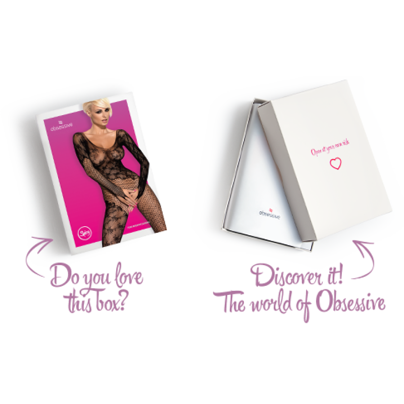 Бодістокінг Obsessive Bodystocking F210 рукава-мітенки, сітка, кольорове мереживо black S/M/L Бодістокінг Obsessive Bodystocking F210 рукава-мітенки, сітка, кольорове мереживо black S/M/L