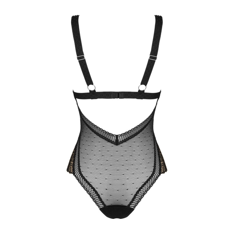 Кружевное боди с декольте Obsessive Estiqua teddy черное M/L Кружевное боди с декольте Obsessive Estiqua teddy черное M/L