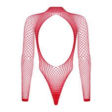 Сетчатый бодистокинг с длинным рукавом Obsessive B126 teddy красный XL/XXL