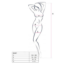 Бодистокинг Passion BS067 red, комбинезон, имитация чулок и топа на бретелях
