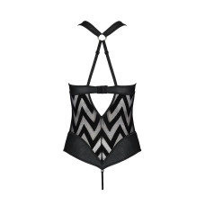 Сетчатый боди с халтером и ритмичным рисунком Passion Hima Body black S/M