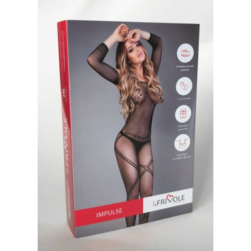 Сетка LeFrivole Bodystocking in a network optic chain pattern S/L (40-46) Черная