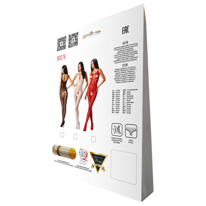 Бодістокінг з доступом до інтимних місць Passion BS078 white Бодістокінг з доступом до інтимних місць Passion BS078 white