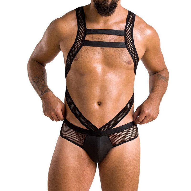 Мужское эротическое сетчатое боди Passion 045 Victor Black XXL/XXXL