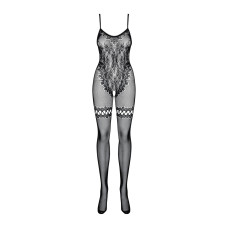 Бодістокінг Obsessive Bodystocking F213 імітація мереживного боді та резинки для панчіх black S/M/L