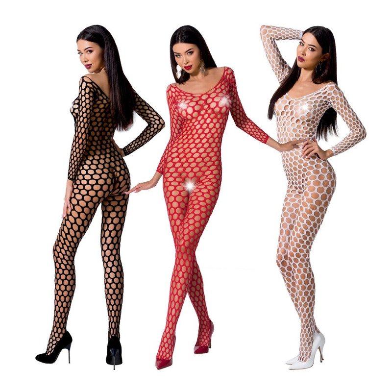 Бодистокинг с крупной сеткой Passion BS077 black Бодистокинг с крупной сеткой Passion BS077 black