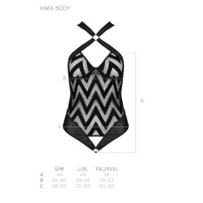 Сетчатый боди с халтером и ритмичным рисунком Passion Hima Body black S/M