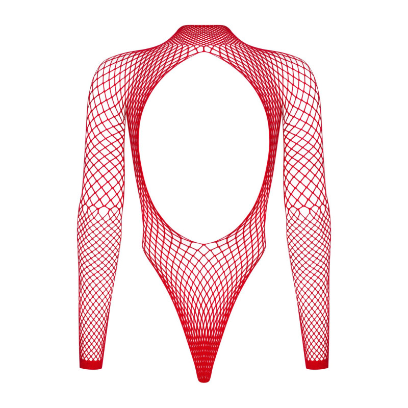 Сетчатый бодистокинг с длинным рукавом Obsessive B126 teddy красный S/M/L Сетчатый бодистокинг с длинным рукавом Obsessive B126 teddy красный S/M/L