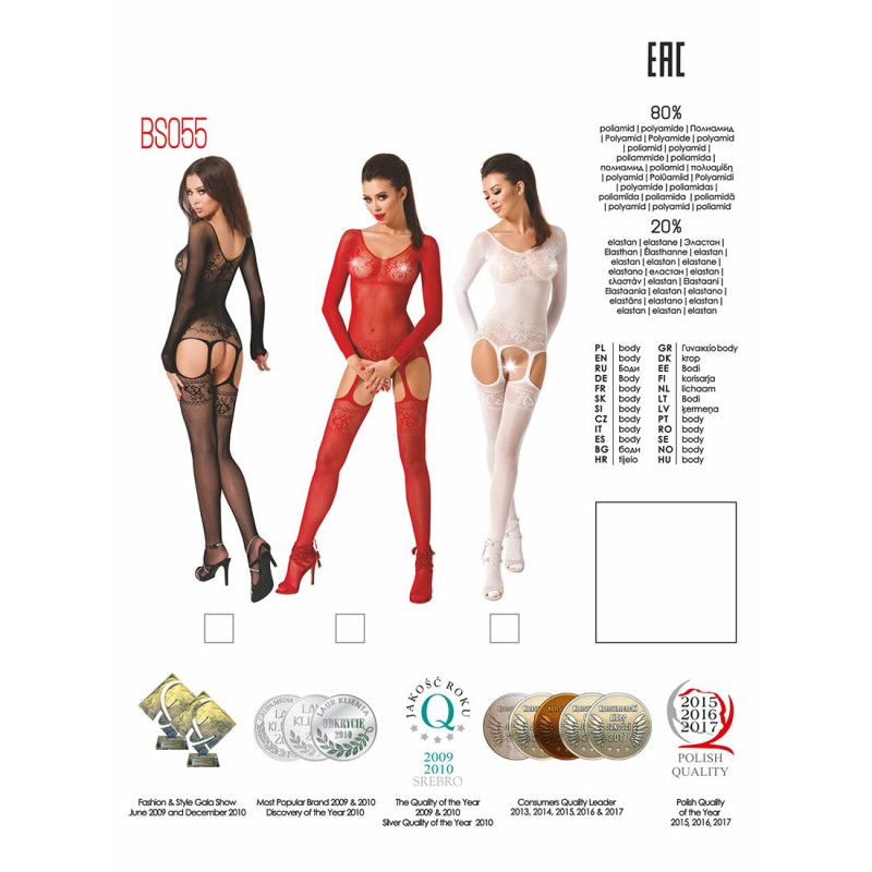 Бодістокінг Passion BS055 Червоний S/M/L Бодістокінг Passion BS055 Червоний S/M/L