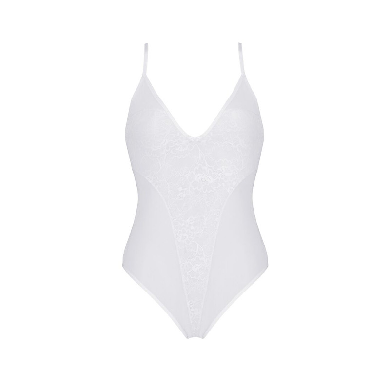 Боди с ажурным декором и открытым шагом Passion Ursula Body white S/M Боди с ажурным декором и открытым шагом Passion Ursula Body white S/M