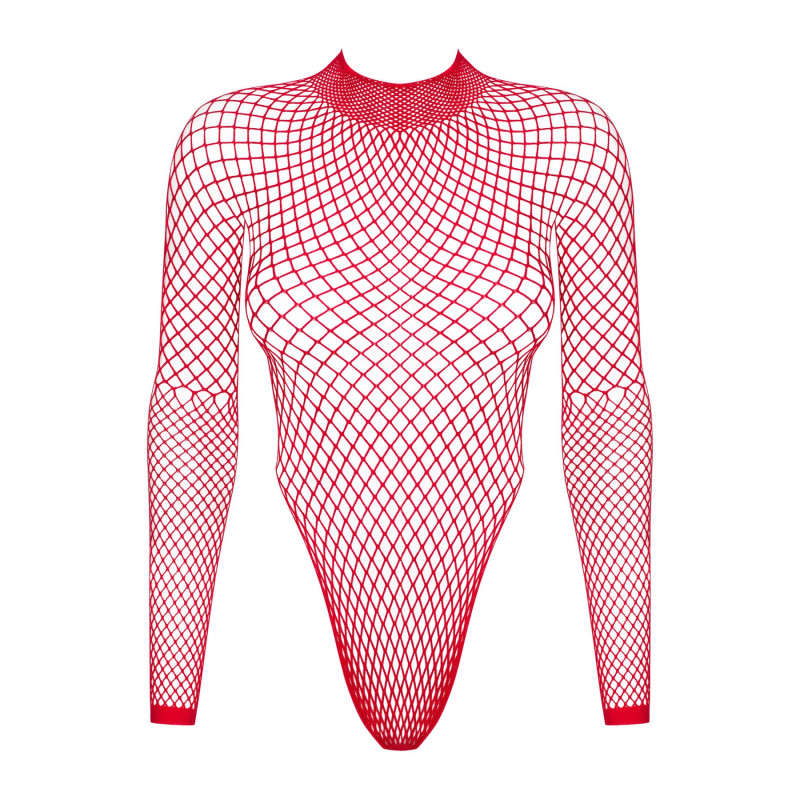 Сетчатый бодистокинг с длинным рукавом Obsessive B126 teddy красный S/M/L Сетчатый бодистокинг с длинным рукавом Obsessive B126 teddy красный S/M/L