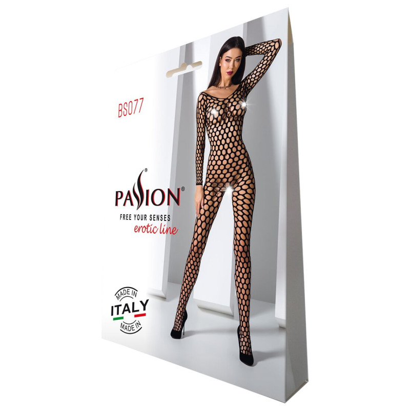 Бодистокинг с крупной сеткой Passion BS077 black Бодистокинг с крупной сеткой Passion BS077 black