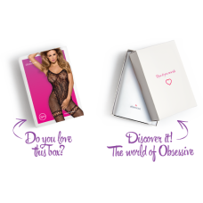 Бодистокинг Obsessive Bodystocking F213 имитация кружевного боди и резинки для чулок black XL/XXL