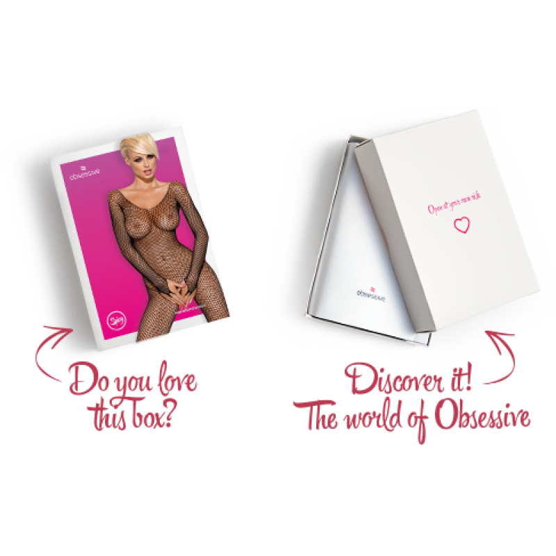 Сетчатый бодистокинг с длинным рукавом Obsessive Bodystocking N109 черный S/M/L