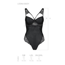 Боді з еко-шкіри та мережива Passion Loona Body black XXL/XXXL