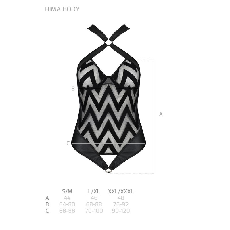 Сетчатый боди с халтером и ритмичным рисунком Passion Hima Body black XXL/XXXL Сетчатый боди с халтером и ритмичным рисунком Passion Hima Body black XXL/XXXL