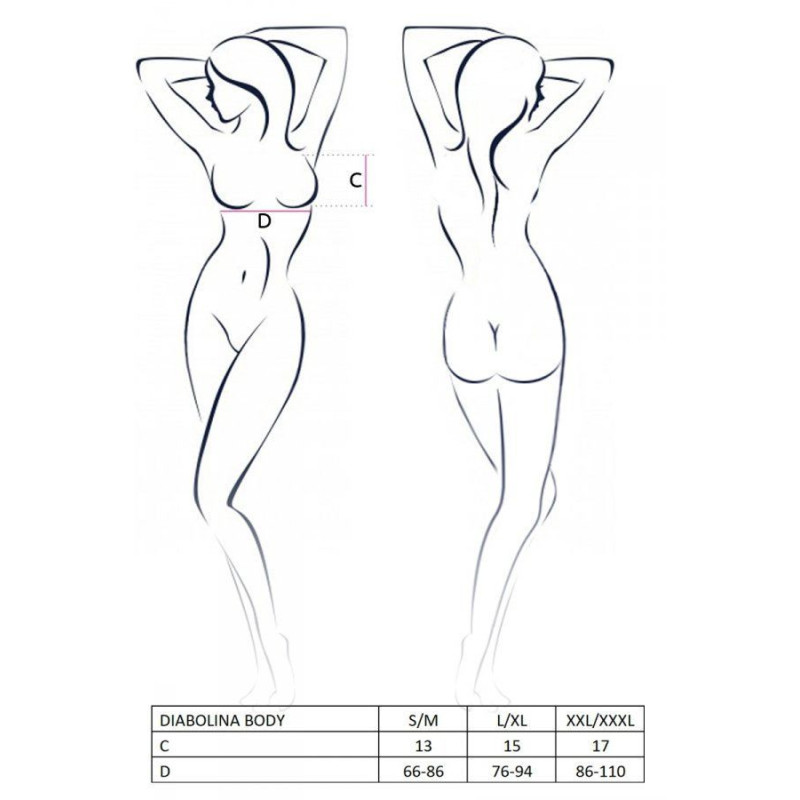 Боди монокини с открытой грудью Passion DIABOLINA BODY Черный S/M