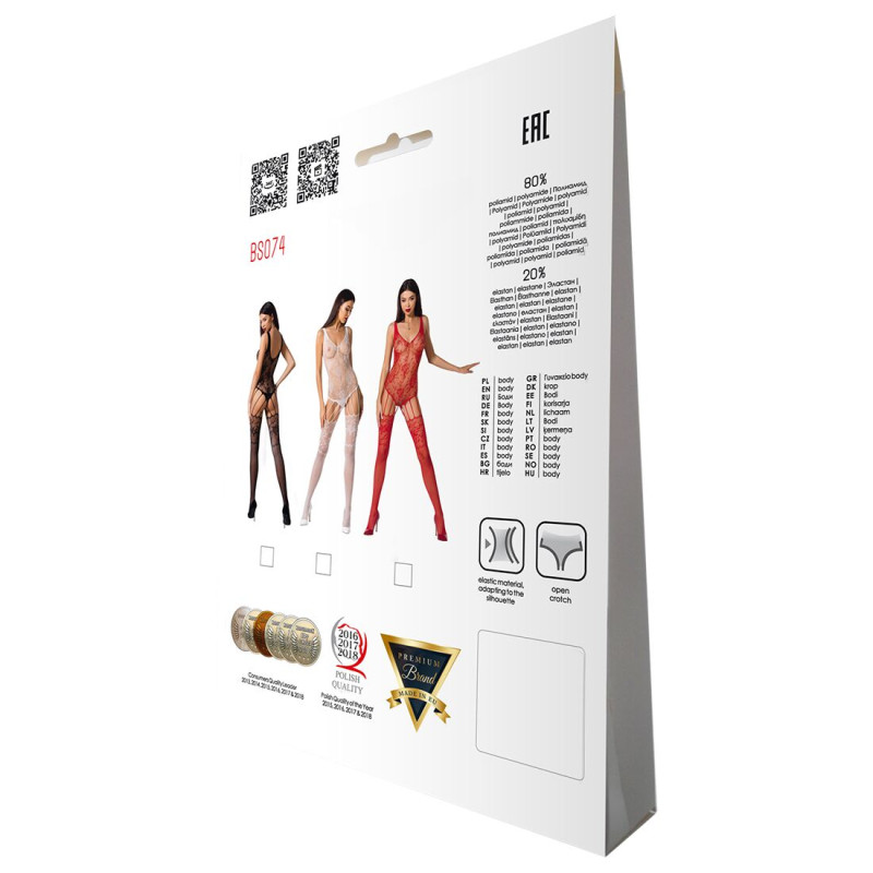Ажурный бодистокинг с имитацией чулок Passion BS074 red Ажурный бодистокинг с имитацией чулок Passion BS074 red