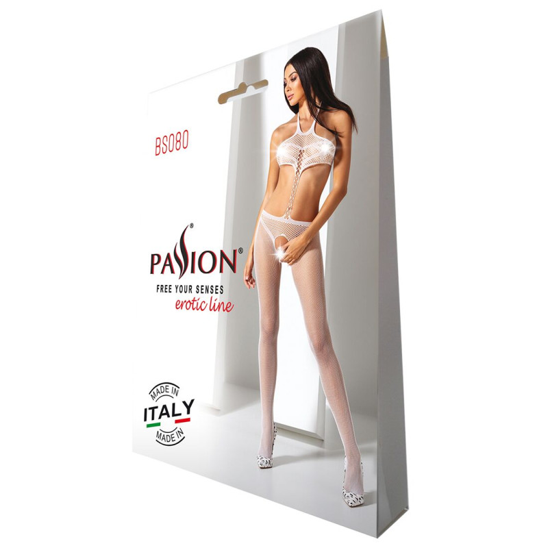 Открытый бодистокинг Passion BS080 white Открытый бодистокинг Passion BS080 white