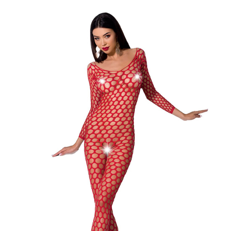 Бодистокинг с крупной сеткой Passion BS077 red Бодистокинг с крупной сеткой Passion BS077 red