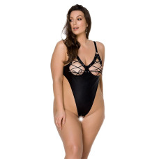 Боди из экокожи Passion CELINE BODY black 4XL/5XL: с доступом, открытый