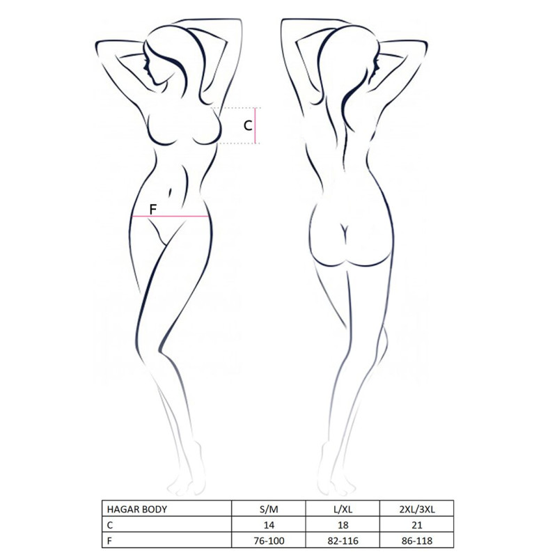 Боді монокіні Passion HAGAR BODY Чорне S/M Боді монокіні Passion HAGAR BODY Чорне S/M