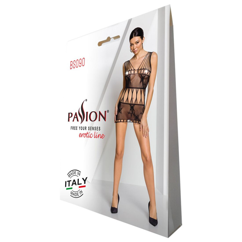 Бодистокинг - миниплатье с бабочками Passion BS090 black Бодистокинг - миниплатье с бабочками Passion BS090 black