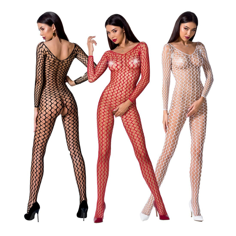 Бодістокінг Passion BS068 red, комбінезон, велика сітка, довгий рукав Бодістокінг Passion BS068 red, комбінезон, велика сітка, довгий рукав