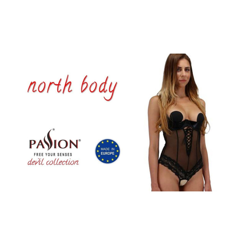 Боди с открытой грудью Passion NORTH BODY Черный S/M Боди с открытой грудью Passion NORTH BODY Черный S/M