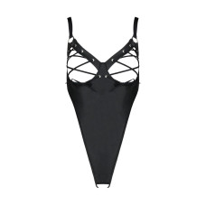 Боди из экокожи Passion CELINE BODY black 4XL/5XL: с доступом, открытый