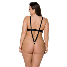 Боди из экокожи Passion CELINE BODY black 4XL/5XL: с доступом, открытый