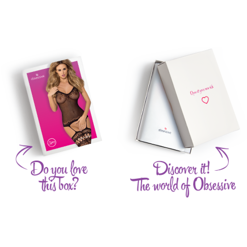 Бодистокинг Obsessive Bodystocking F214 имитация корсета и чулок на подвязках black S/M/L Бодистокинг Obsessive Bodystocking F214 имитация корсета и чулок на подвязках black S/M/L