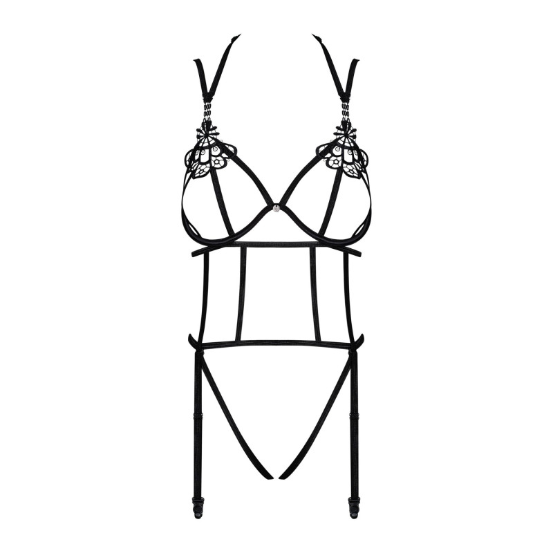 Боди со стрепом с доступом Obsessive Badossa crotchless teddy черный S/M Боди со стрепом с доступом Obsessive Badossa crotchless teddy черный S/M