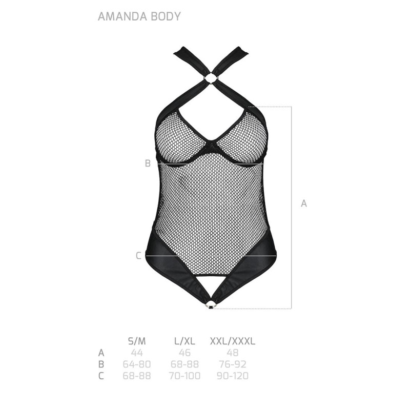 Сетчатый боди с халтером Passion Amanda Body black L/XL Сетчатый боди с халтером Passion Amanda Body black L/XL
