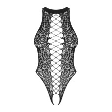 Ажурный бодистокинг с эффектом шнуровки Obsessive B129 teddy черный XL/XXL