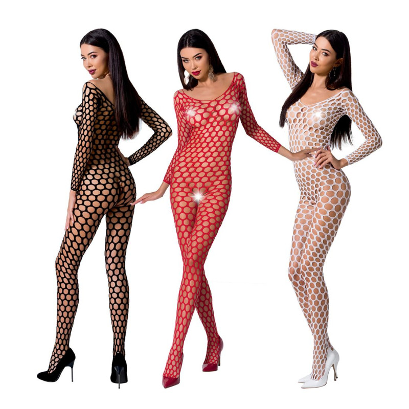 Бодистокинг с крупной сеткой Passion BS077 white Бодистокинг с крупной сеткой Passion BS077 white