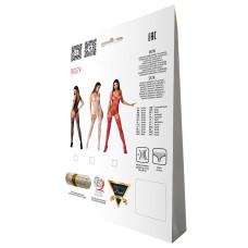 Ажурный бодистокинг с имитацией чулок Passion BS074 white