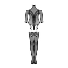 Нейлоновый бодистокинг с имитацией чулок Obsessive Bodystocking G333 черный S/M/L