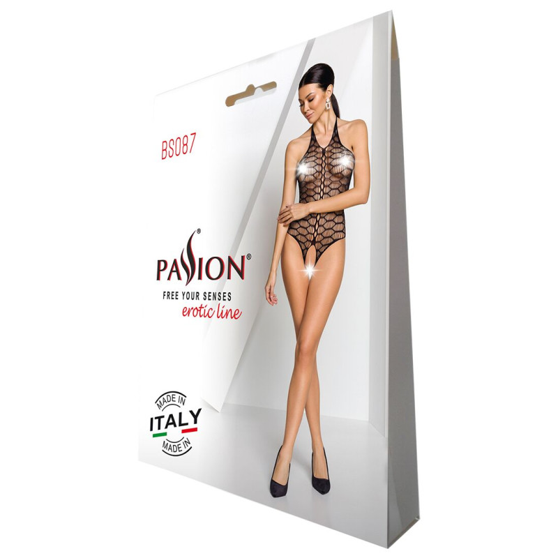 Бодистокинг в большую сетку Passion BS087 black Бодистокинг в большую сетку Passion BS087 black