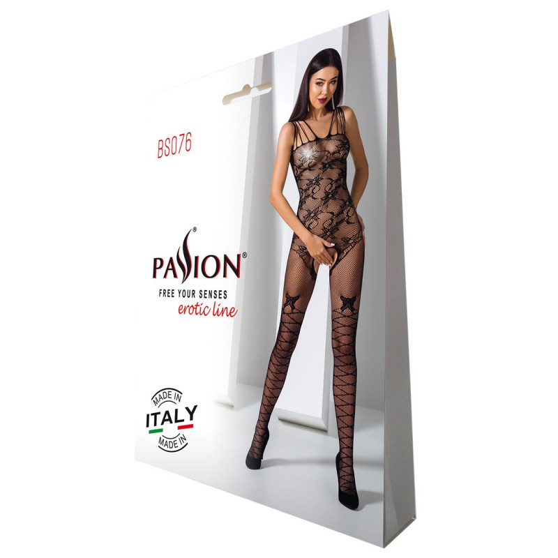 Ажурний бодістокінг з інтимними вирізами Passion BS076 black Ажурний бодістокінг з інтимними вирізами Passion BS076 black