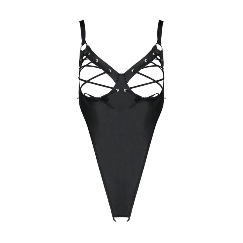 Боди из экокожи Passion CELINE BODY black 6XL/7XL: с доступом, открытый