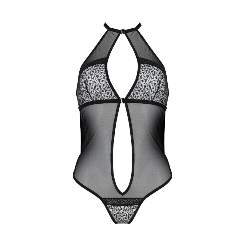 Сетчатое боди с кружевом на груди Passion SATARA BODY black L/XL
