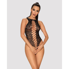 Ажурный бодистокинг с эффектом шнуровки Obsessive B129 черный S/M/L