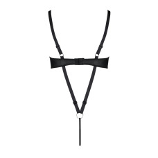 Боді з екошкіри Passion CELINE BODY black 6XL/7XL: з доступом, відкритий