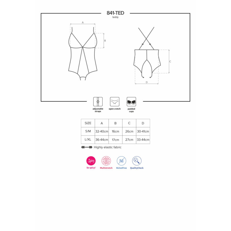 Сетчатый боди с открытыми ягодицами Obsessive 841-TED-1 teddy Черный L/XL Сетчатый боди с открытыми ягодицами Obsessive 841-TED-1 teddy Черный L/XL