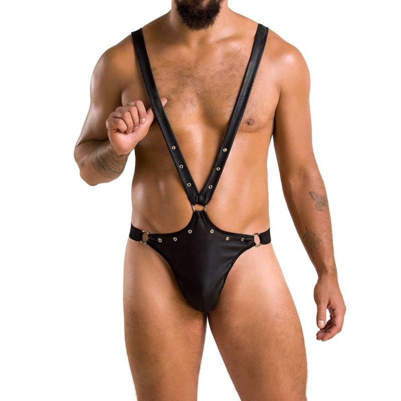 Мужское боди с люверсами Passion 028 Harry Black S/M Мужское боди с люверсами Passion 028 Harry Black S/M