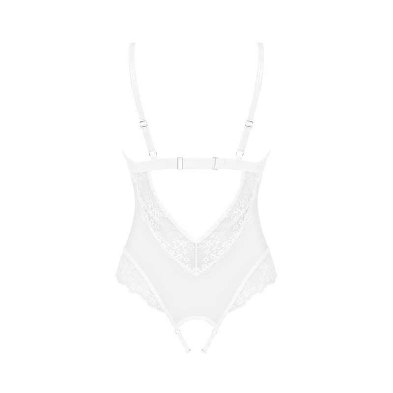 Эротическое полупрозрачное боди Obsessive Heavenlly crotchless teddy белый XS/S Эротическое полупрозрачное боди Obsessive Heavenlly crotchless teddy белый XS/S