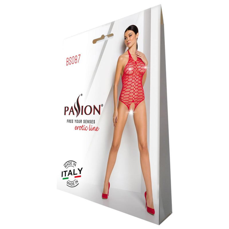 Бодистокинг в большую сетку Passion BS087 red Бодистокинг в большую сетку Passion BS087 red