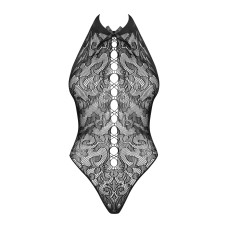 Бодістокінг з великими осередками та відкритою спиною Obsessive B113 teddy чорний S/M/L